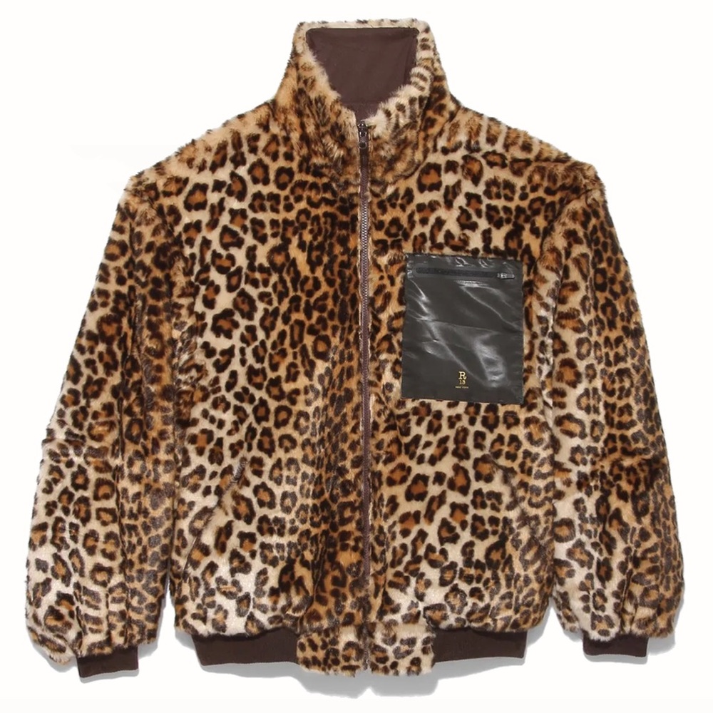 NWT R13 Reversible leopard faux fur jacket